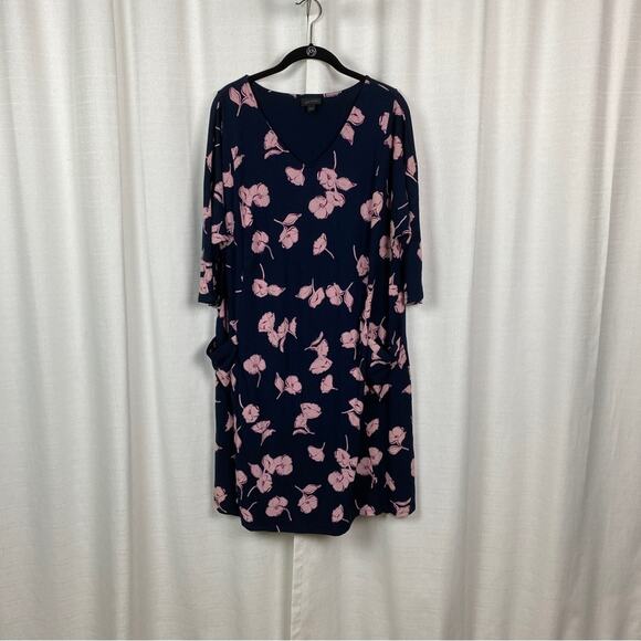 J.Jill Blue&Pink Floral Pocket Front Shift Dress Sz.L - Picture 1 of 14